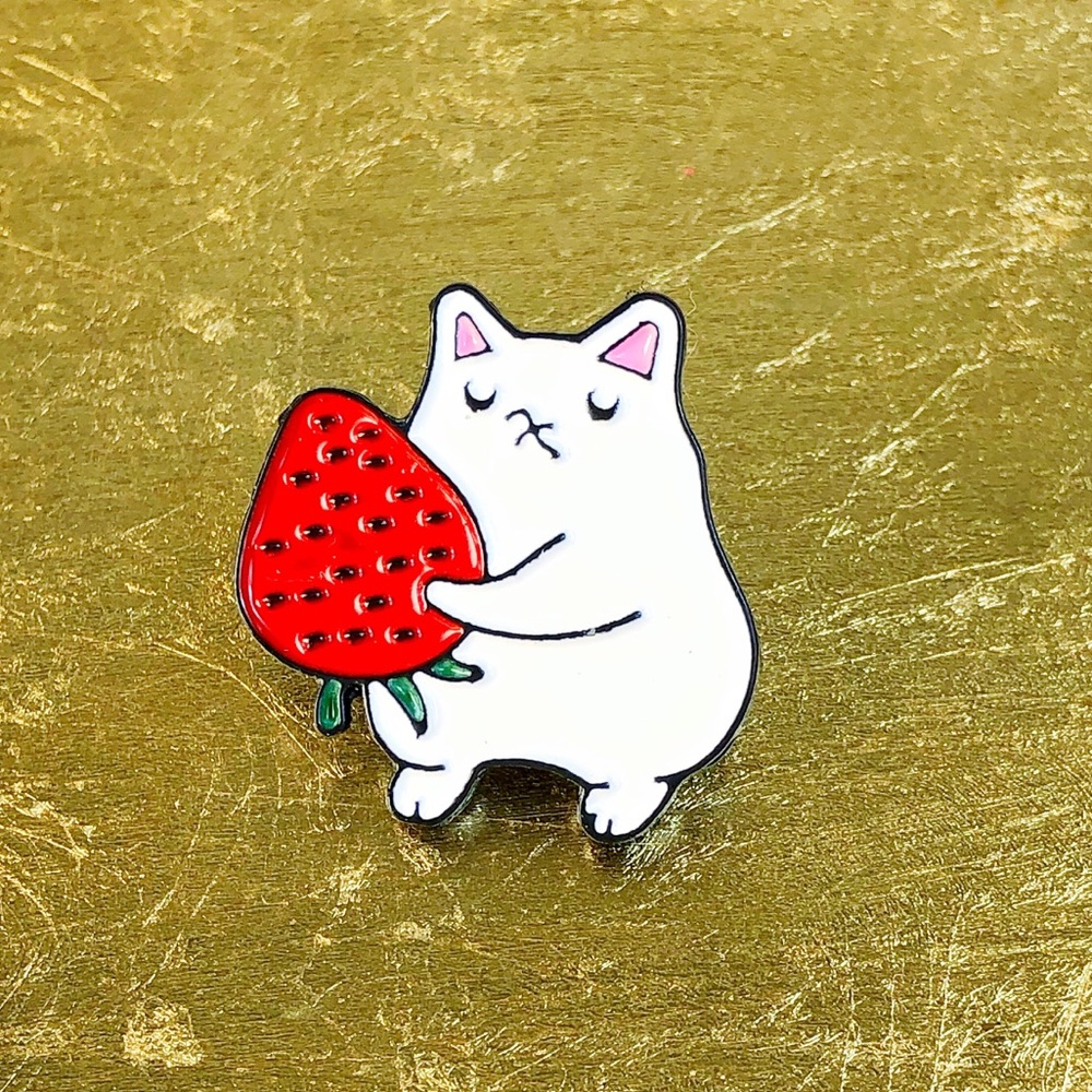 5/$30! 
Cat Strawberry Enamel Pin